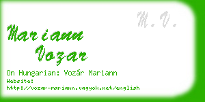 mariann vozar business card
